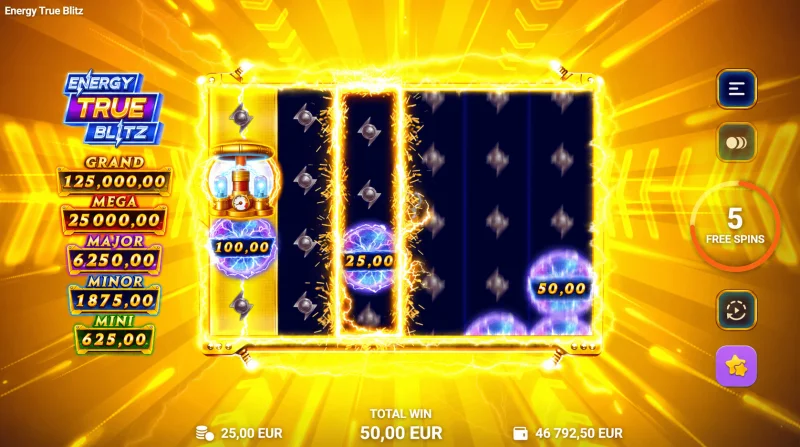 Energy True Blitz - blesky a spiny v základní hře